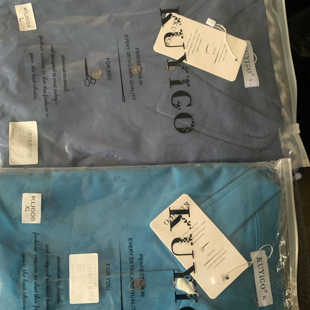 Brand New Kuyigo Mens short sleev Cotton shirts I have 2 navy blue the other